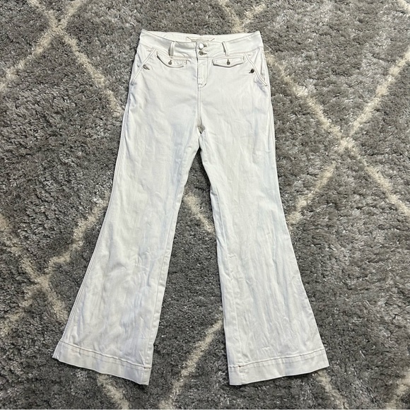 Karen Millen Contrast Stitch Wide Leg Jeans in White sz 12 - Picture 1 of 3